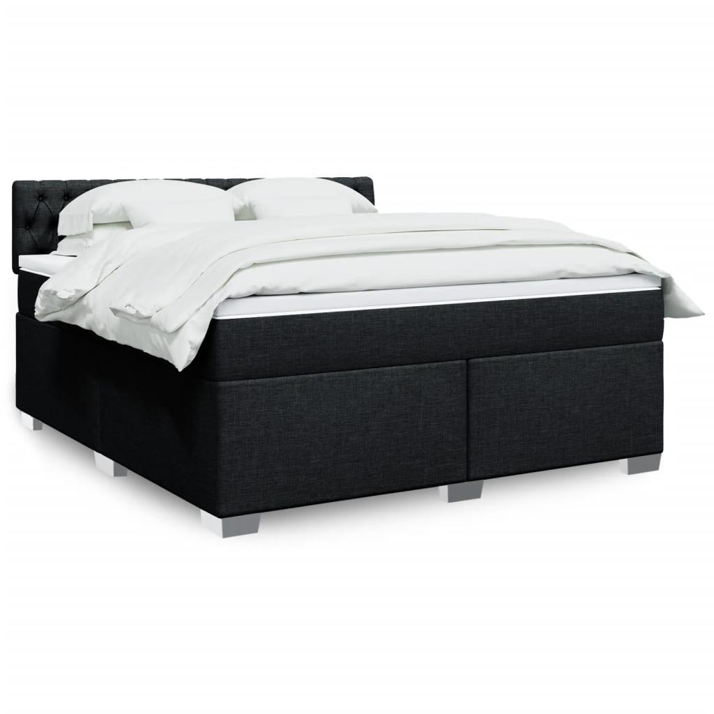 Kontinentalseng Med Madras Stof Sort - Med pynteknapper / 180 x 200 cm