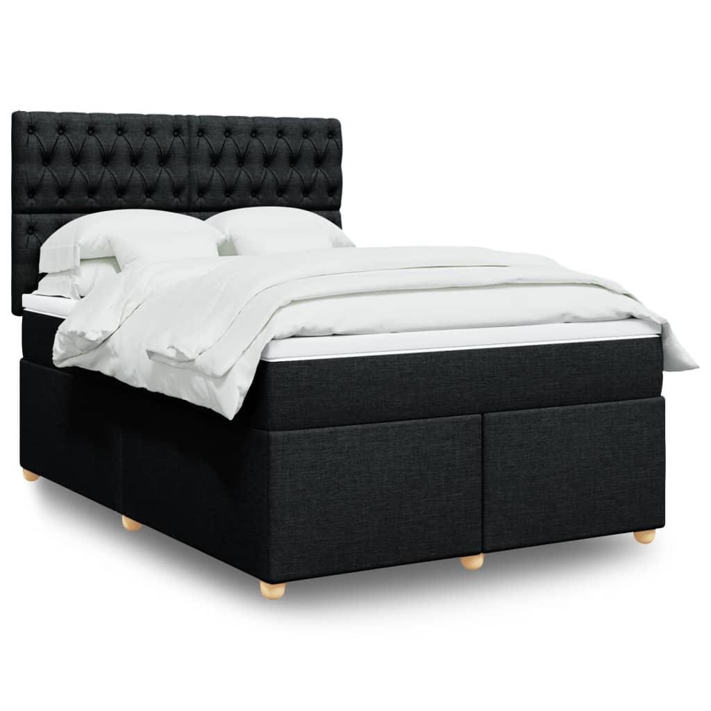 Kontinentalseng Med Madras Stof Sort - Med pynteknapper / 140 x 190 cm