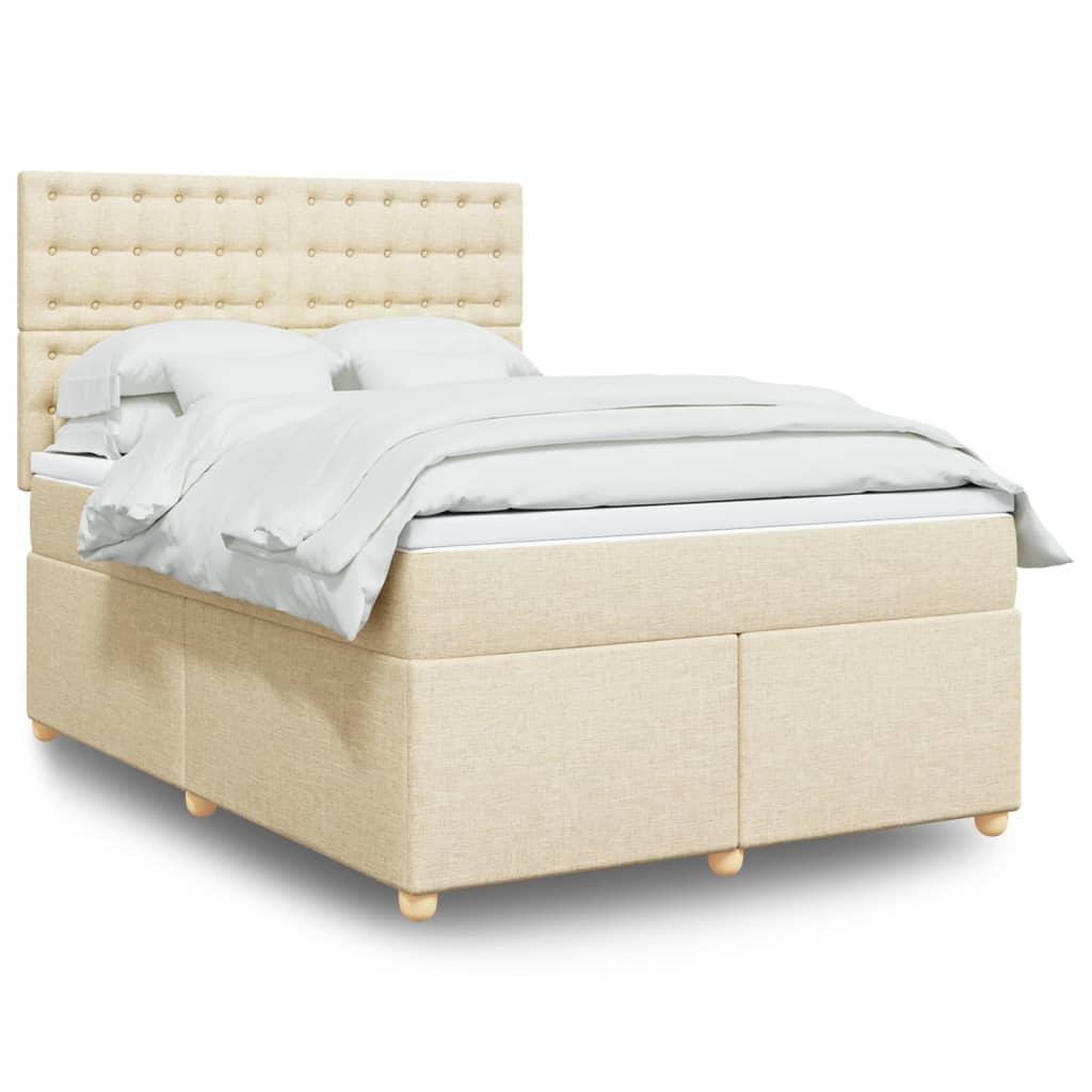 Kontinentalseng med madras og topmadras 140 x 190 cm - cremefarvet