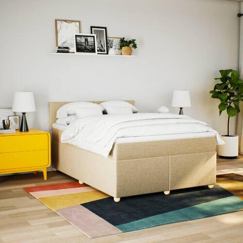 Kontinentalseng med madras 140x190 cm stof cremefarvet
