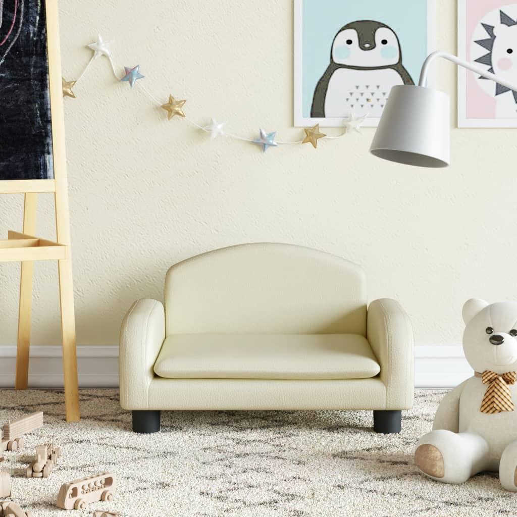 Sofa Til Børn 50x40x30 Cm Kunstlæder Cremefarvet