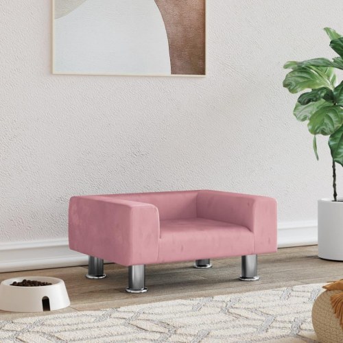 Hundesofa i velour - lyserød, 50 × 40 × 26,5 cm