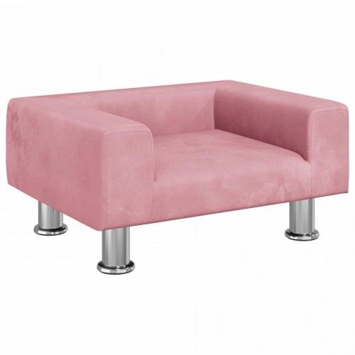 Hundesofa i velour - lyserød, 50 × 40 × 26,5 cm