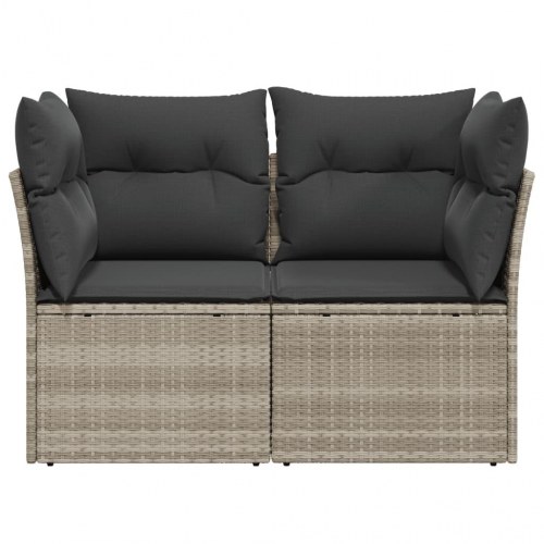 2-personers havesofa i polyrattan med hynder - lysegrå
