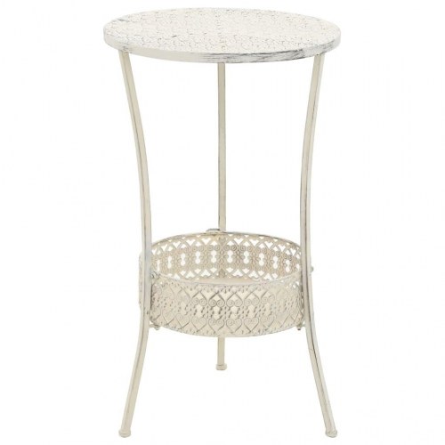 Bistrobord i vintagestil - rundt metalbord 40 × 70 cm, hvid