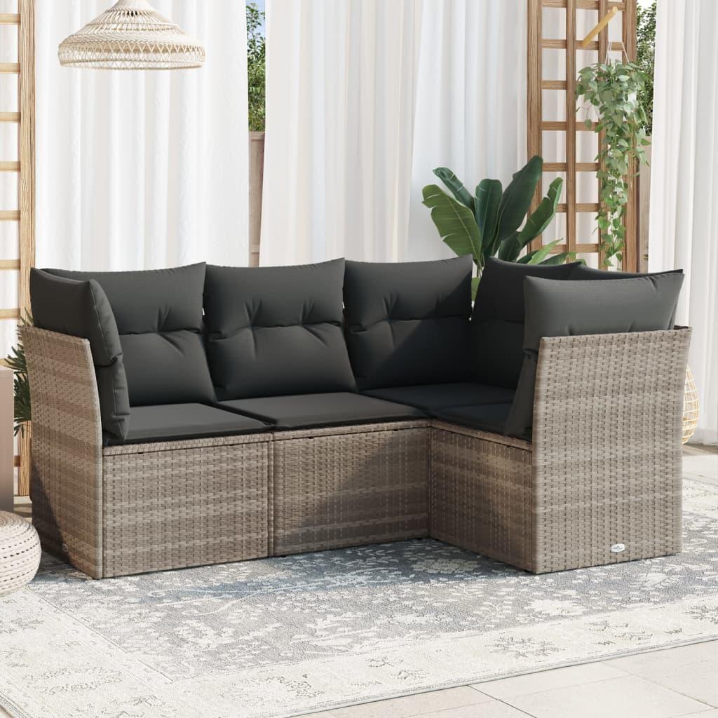 Sofasæt Til Haven 5 Dele Med Hynder Polyrattan - Lysegrå / Uden bord