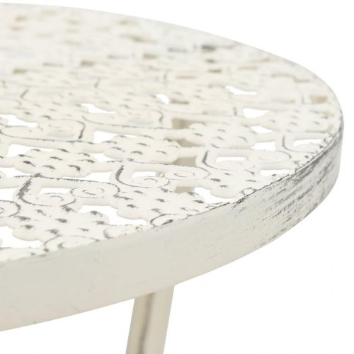 Bistrobord i vintagestil - rundt metalbord 40 × 70 cm, hvid