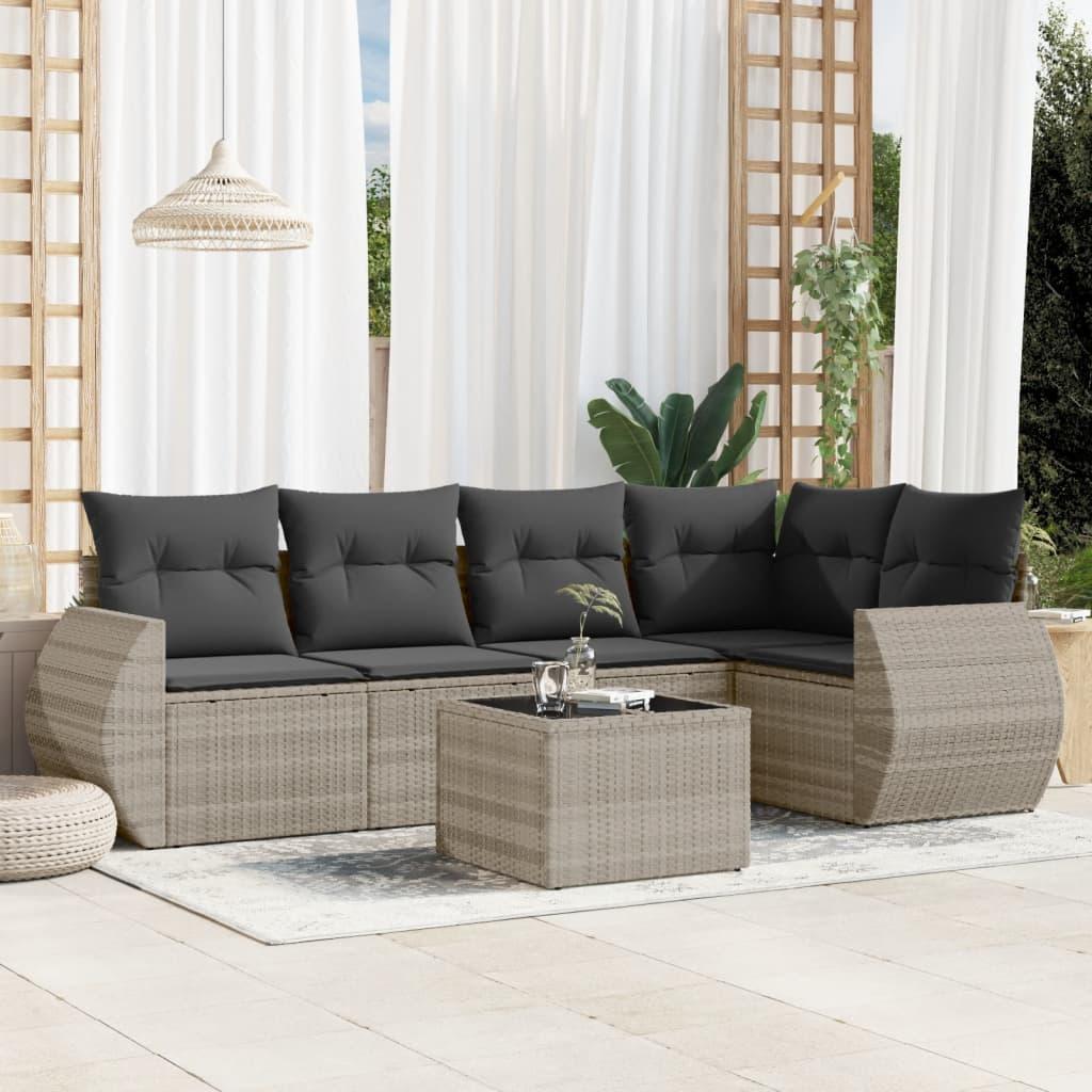 Sofasæt Til Haven 5 Dele Med Hynder Polyrattan - Lysegrå / Uden bord