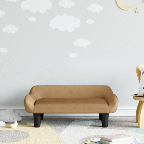 Sofa til børn i velour - brun, 70 × 40 × 24 cm