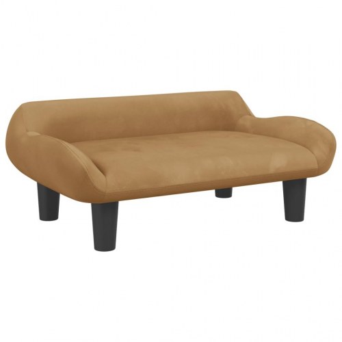 Sofa til børn i velour - brun, 70 × 40 × 24 cm