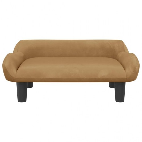 Sofa til børn i velour - brun, 70 × 40 × 24 cm