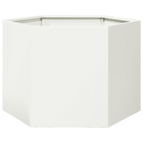 Sekskantet plantekasse i stål - 69 × 60 × 45 cm, hvid