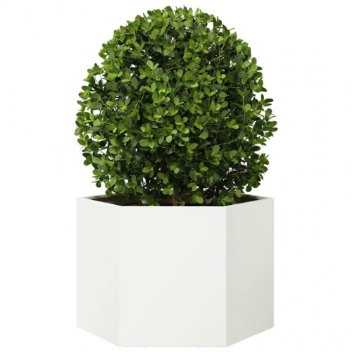 Sekskantet plantekasse i stål - 69 × 60 × 45 cm, hvid