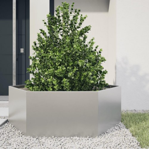 Sekskantet plantekasse i rustfrit stål - 138 × 120 × 45 cm