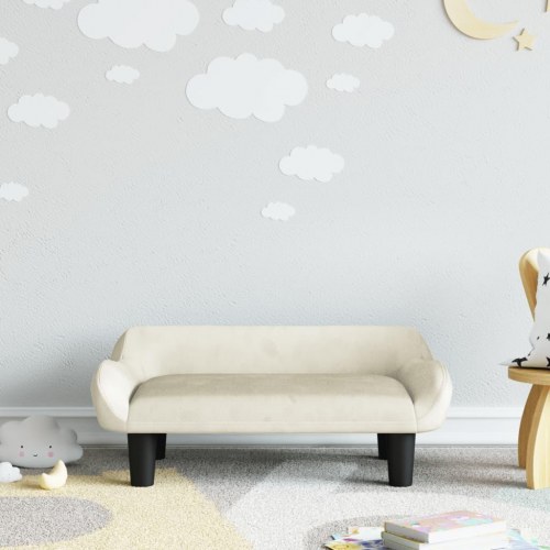 Børnesofa i velour - 70×40×24 cm, cremefarvet