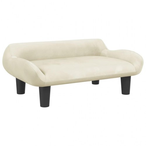 Børnesofa i velour - 70×40×24 cm, cremefarvet