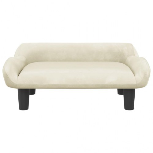 Børnesofa i velour - 70×40×24 cm, cremefarvet