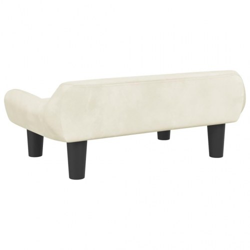 Børnesofa i velour - 70×40×24 cm, cremefarvet