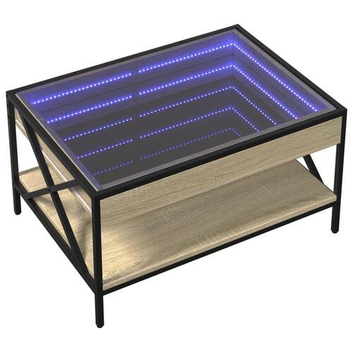 Sofabord med Infinity LED-lys 70x50x38 cm sonoma-eg
