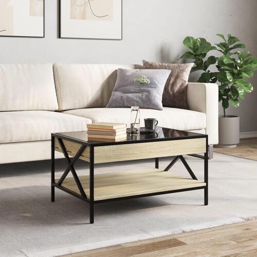 Sofabord med Infinity LED-lys 70x50x38 cm sonoma-eg