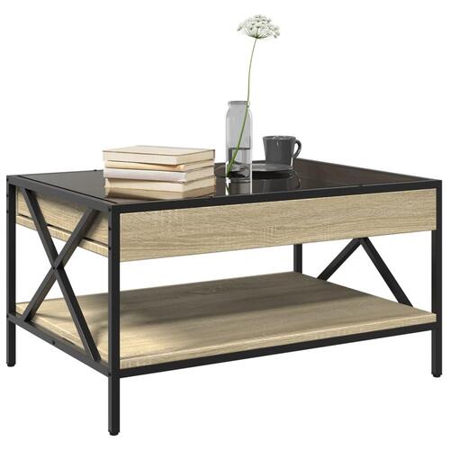 Sofabord med Infinity LED-lys 70x50x38 cm sonoma-eg