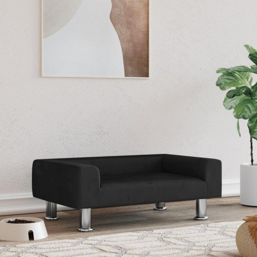 Hundeseng i velour - sort, 70 × 45 × 26,5 cm