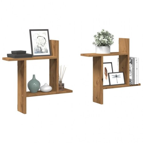 Væghylder 2 stk. i konstrueret træ - egetræsfarve, 50×12×50 cm