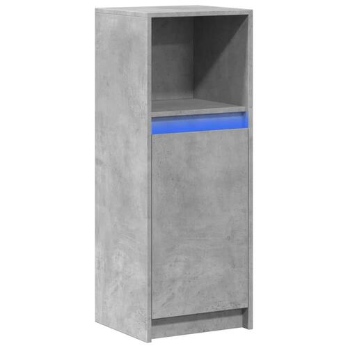 Skab med LED-lys 38x34x100 cm konstrueret træ betongrå