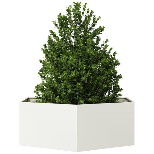 Plantekasse 138x120x45 cm sekskantet stål hvid