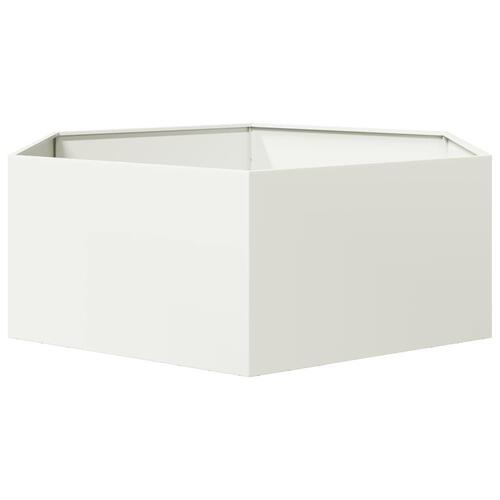 Plantekasse 138x120x45 cm sekskantet stål hvid