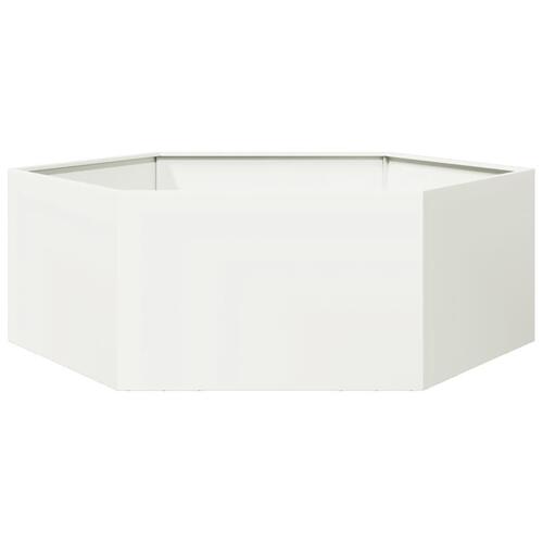 Plantekasse 138x120x45 cm sekskantet stål hvid