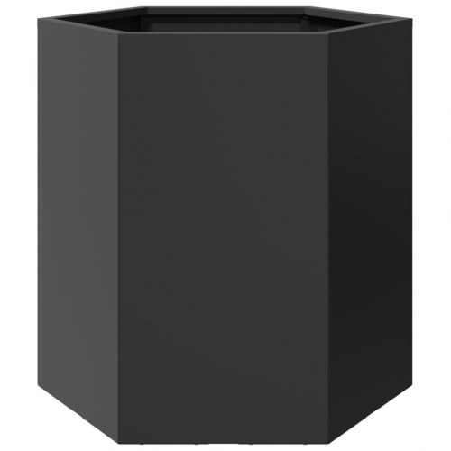 Plantekasse sekskantet i stål - 46 × 40 × 45 cm, sort