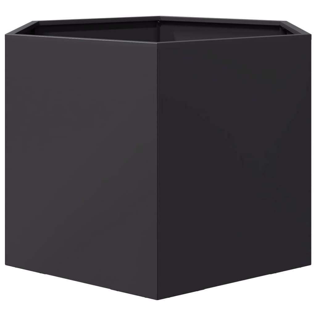 Plantekasse 69x60x45 cm sekskantet stål sort