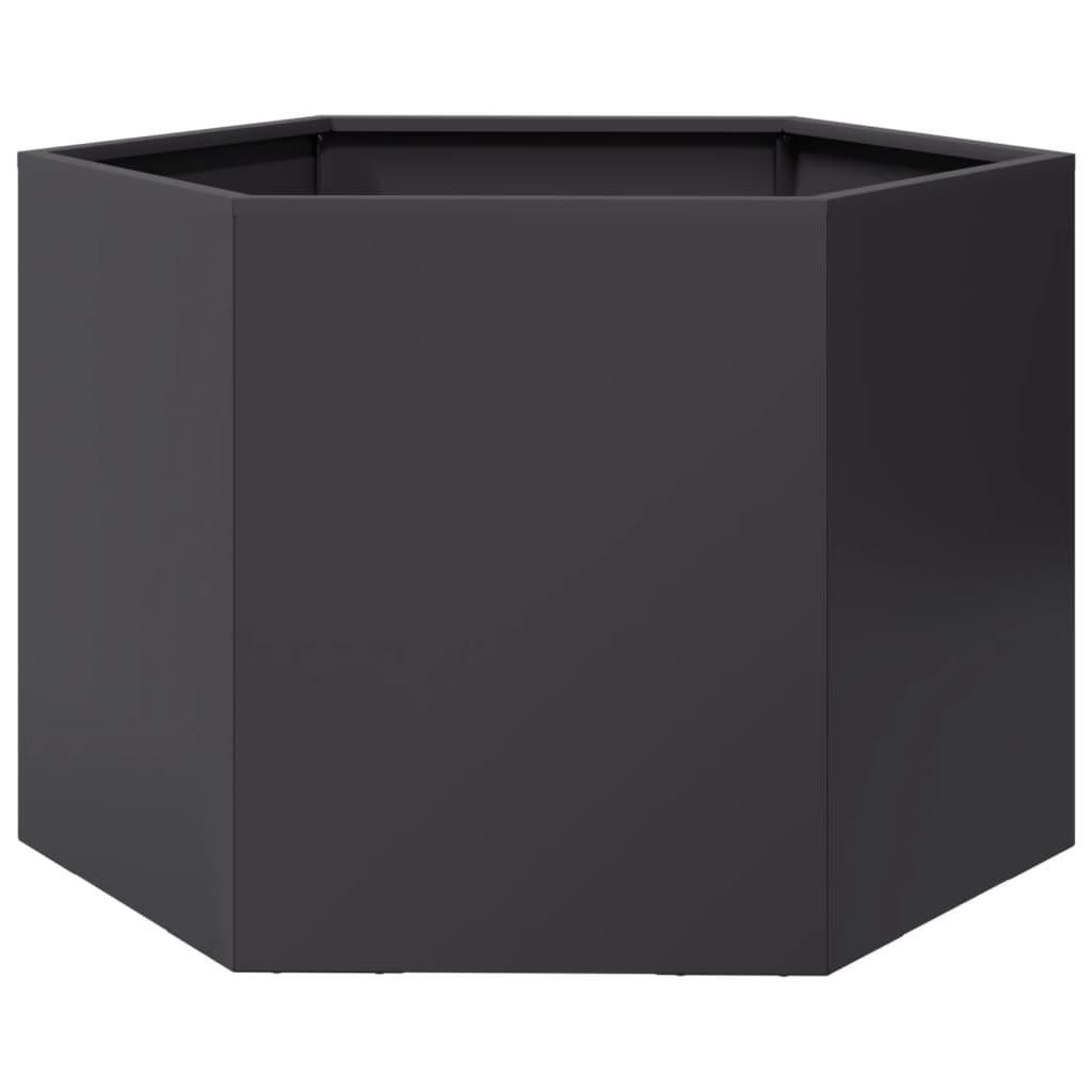 Plantekasse 69x60x45 cm sekskantet stål sort