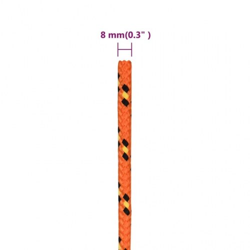 Flettet bådrebs-tov 8 mm - 100 m polypropylen, orange