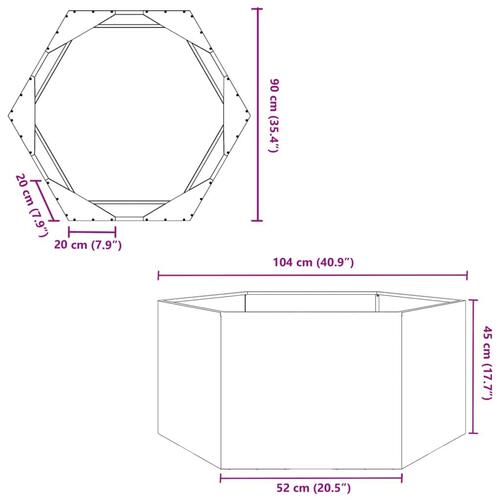 Plantekasse 104x90x45 cm sekskantet cortenstål