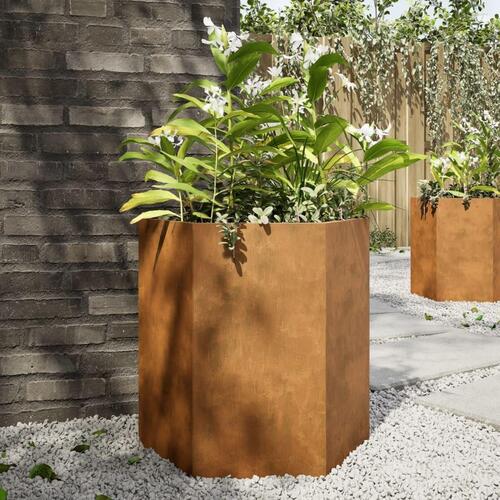 Plantekasser 2 stk. 46x40x45 cm sekskantet cortenstål