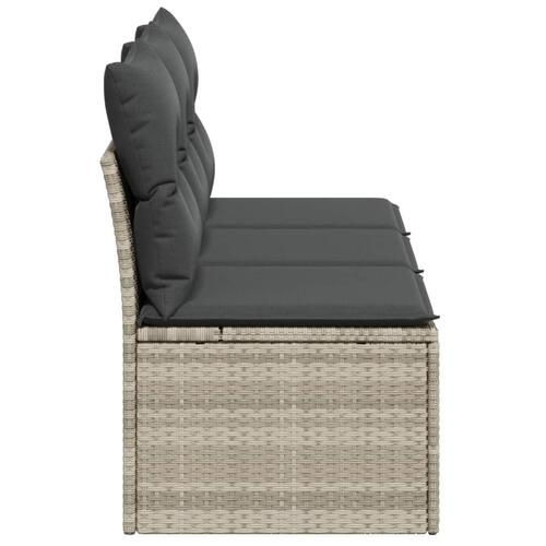 3-personers havesofa med hynder polyrattan lysegrå