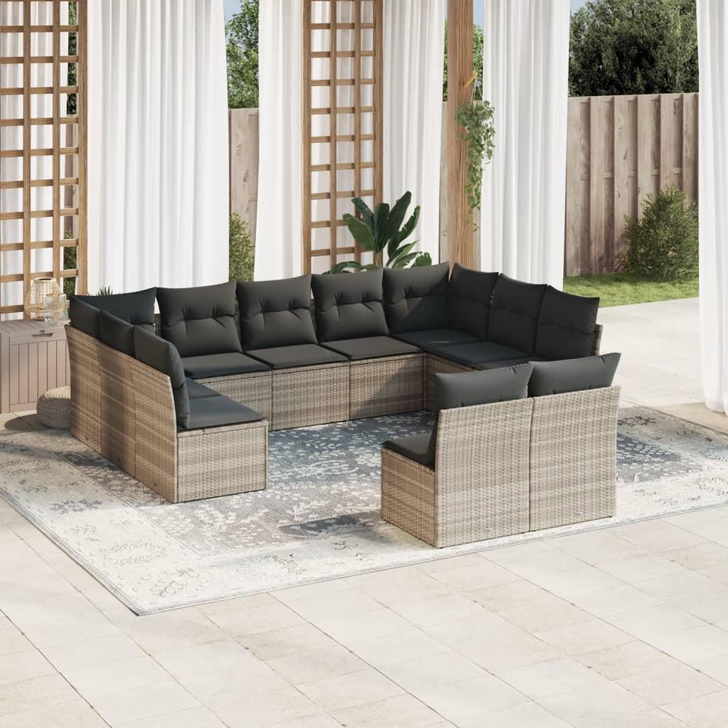 Sofasæt Til Haven 11 Dele Med Hynder Polyrattan - Lysegrå / Uden bord