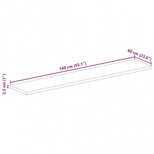 Bordplade 140x60x2,5 cm rektangulær massivt mangotræ