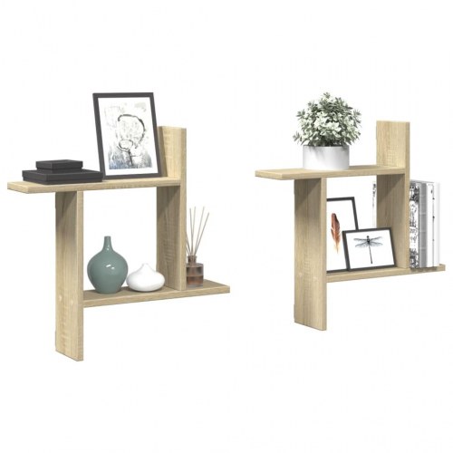 Væghængte hylder 2 stk. 50×12×50 cm i konstrueret træ - sonoma-eg