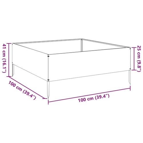 Højbed 100x100x25 cm galvaniseret stål