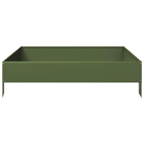 Højbed 100x100x26 cm stål olivengrøn