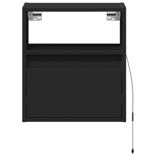 Væghængt tv-bord med LED-lys 41x31x45 cm sort