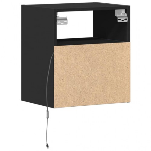 Væghængt tv-bord med LED-lys 41x31x45 cm sort