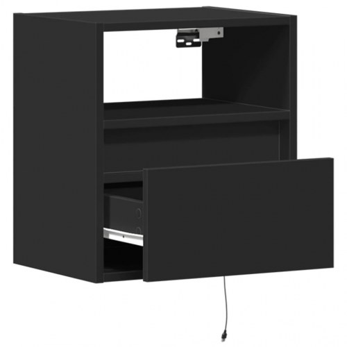 Væghængt tv-bord med LED-lys 41x31x45 cm sort