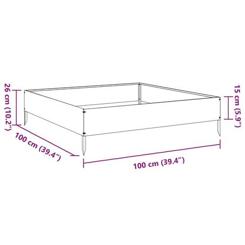 Højbed 100x100x26 cm galvaniseret stål