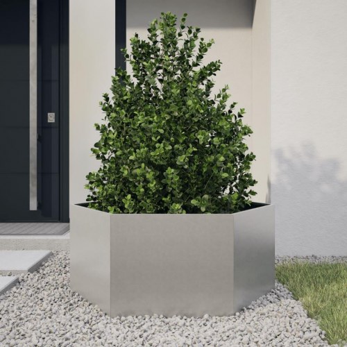 Sekskantet plantekasse i rustfrit stål - 104 × 90 × 45 cm