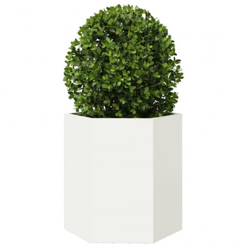 Sekskantet plantekasse i stål - 46 × 40 × 45 cm, hvid