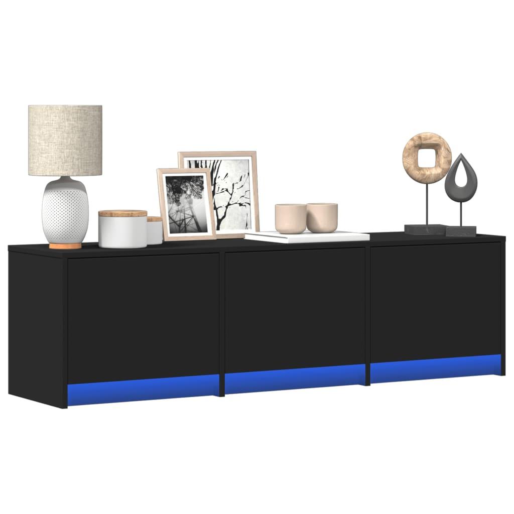 Tv Bord Med Led Lys 140x34x40 Cm Konstrueret Træ Sort